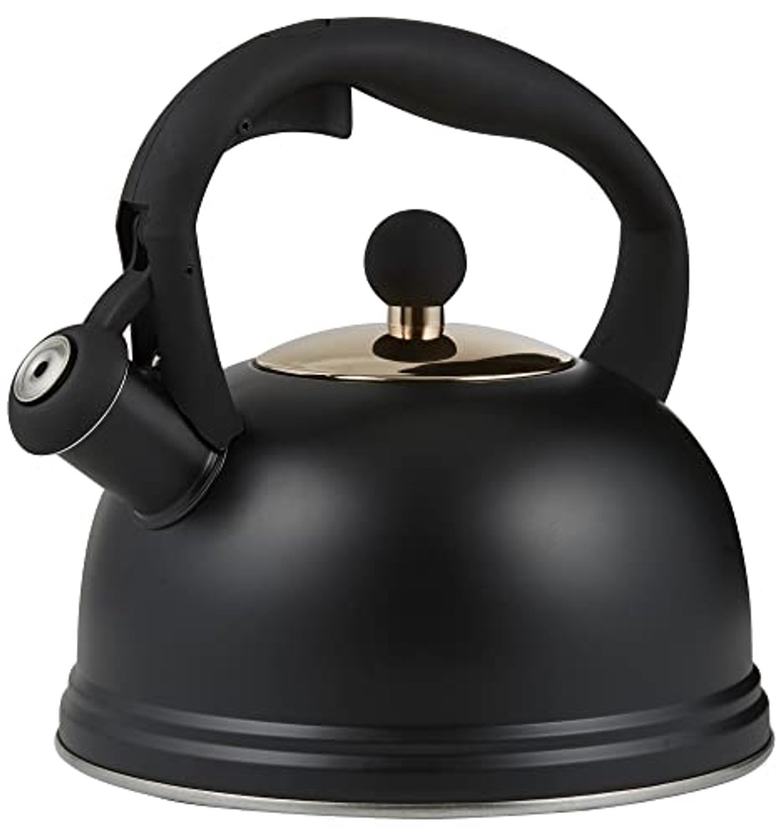 Zwarte Kookplaat Fluitketel 1.8 Liter met Goud Metallic Deksel