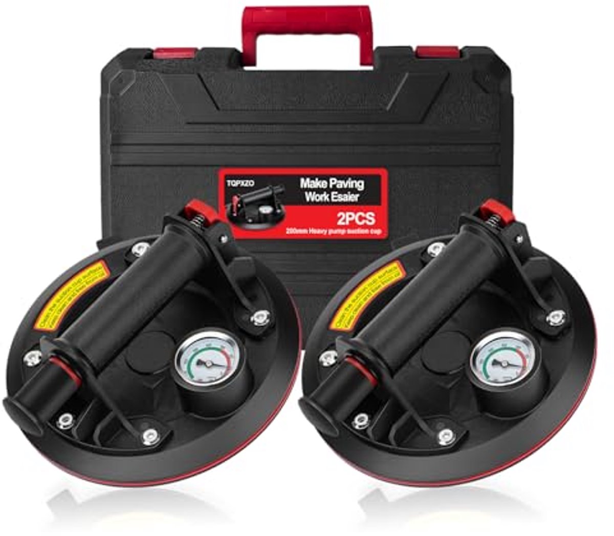 Set van 2 Zuignappen voor Tegels en Glas - 8 Inch Met Manometer - Draagkracht 230 kg