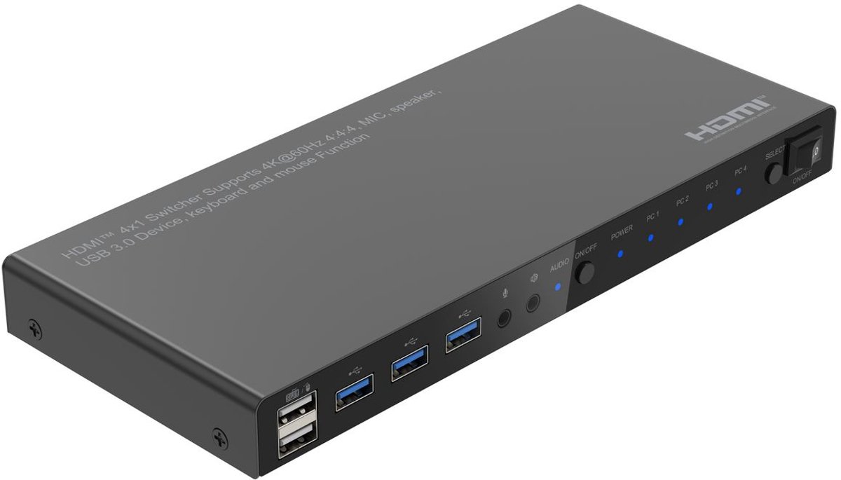 4K@60Hz HDMI KVM switch, 4x1