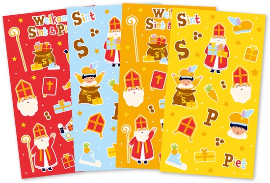Q2P - Sinterklaas - Stickers - Decoratie - Sint Versiering - Stickervel - 4 Sticker Vellen