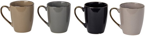 Tasses à café design Bellatio - lot de 4 - Le Coffee est la meilleure idée - multicolore - 360 ml