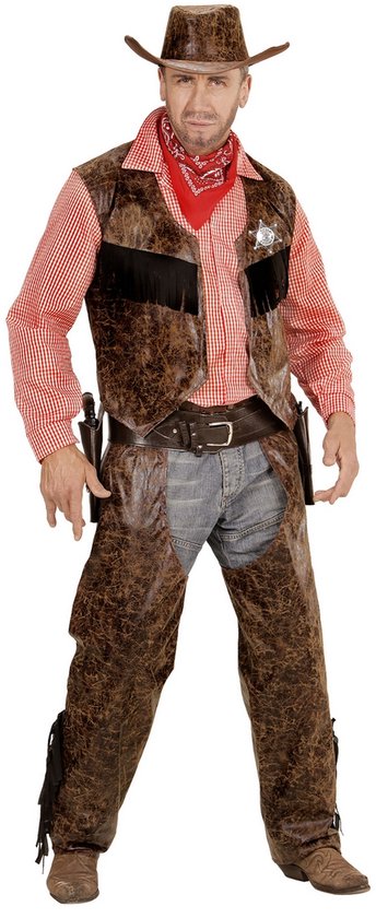 JYZCOS Opblaasbare Cowboy Kostuum Pak Volwassen Westerse Ruiter Kostuum voor Mannen Vrouwen Halloween Party Suit (Bruin