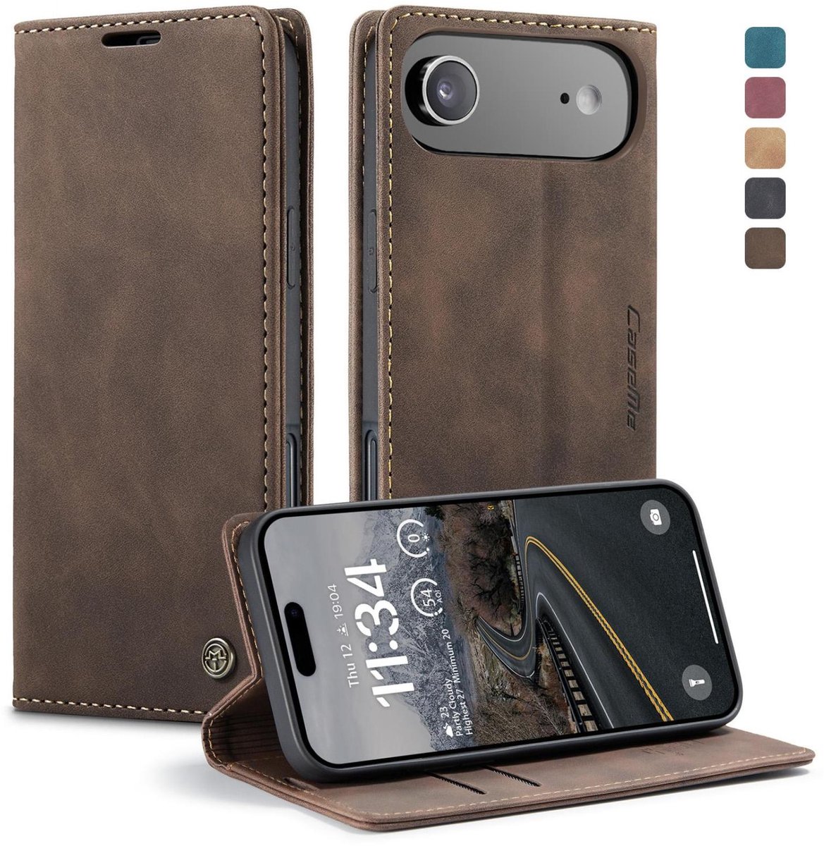 CaseMe Telefoonhoesje geschikt voor Apple iPhone Air Hoesje | CaseMe 013 Bookcase Portemonnee | Pasjeshouder voor 2 Pasjes | Telefoonhoesje voor Pinpas / OV Kaart / Rijbewijs - Coffee | Bruin