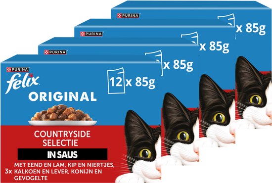 Felix Original in Saus - Kattenvoer Natvoer - Gevogelte Selectie - 48 x 85 g