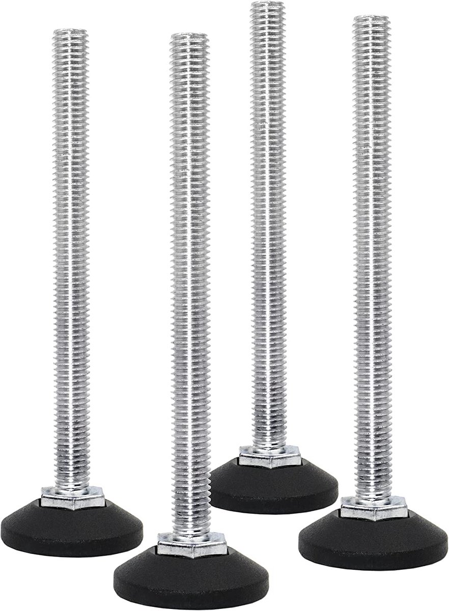 4 x Stelschroef M8 x 120 mm - Verzinkt - Ã˜ 38 mm (Verstelbare Voet)