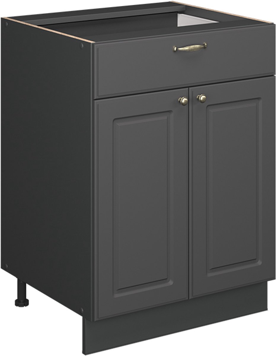 Vicco Fame-Line Keukenonderkast – 60 cm met lade, WB Eik Anthrazit-Gold Landhaus Anthrazit-Gold landelijk/Antraciet