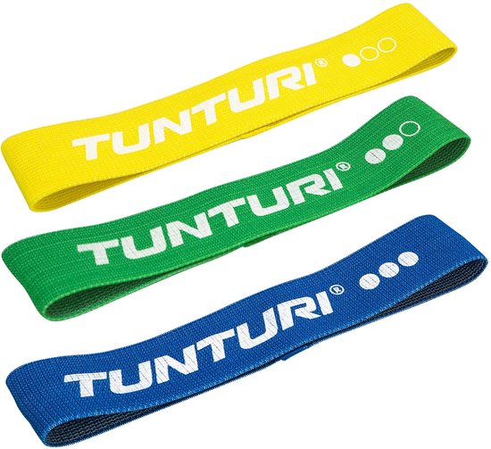 Tunturi Weerstandsbandset textiel - resistance bands - 3 weerstanden - Incl. gratis fitness app