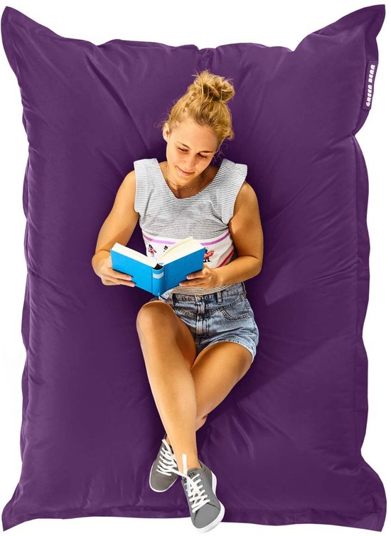 Green Bean® Zitzak "Square" 120x160cm met 270 liter EPS-korrels - Grote zitzak voor kinderen en volwassenen - Paars