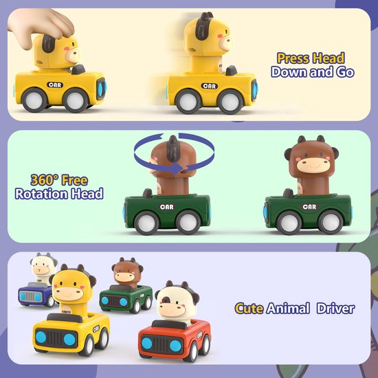 Doloowee Autospeelgoed voor jongens van 1, 2, 3 jaar, 6 stuks Pull Back Auto's met speelmat/opbergtas, cadeaus voor peuters, verjaardagscadeau voor kinderen van 1, 2, 3 jaar