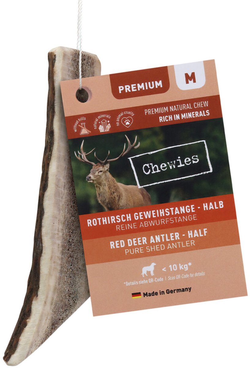 Chewies Edelherten Gewei Stang M Half - 4 x 80 gr - Voordeelverpakking