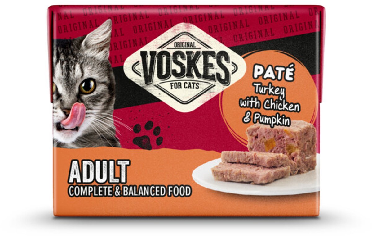 Voskes Voskes Original Paté Adult Kalkoen & Kip & Pompoen - 8 x 95 gr