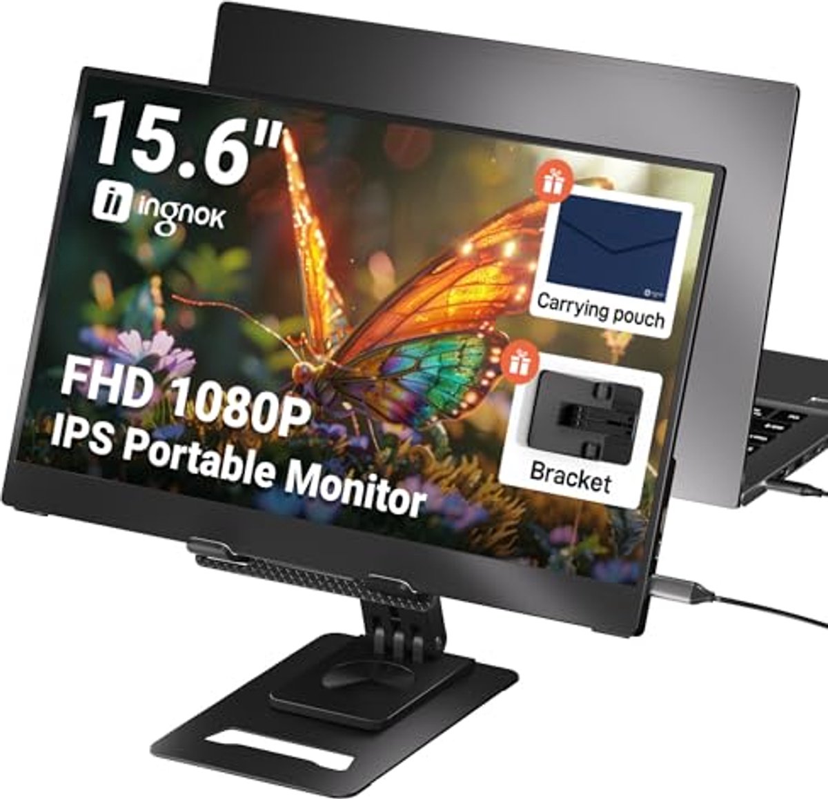 Draagbare Monitor 15,6 inch FHD 1080P IPS Scherm Extender met USB C en HDMI