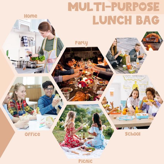 Lunchtas - Koeltassen - lunchtas - koelrugzak - koeltassen lunch - Voor Mannen en Vrouwen - Grote Capaciteit - Herbruikbare Geïsoleerde Lunchbox - Ideaal voor Werk, Picknicks of Reizen van JOSPL — afbeelding 4