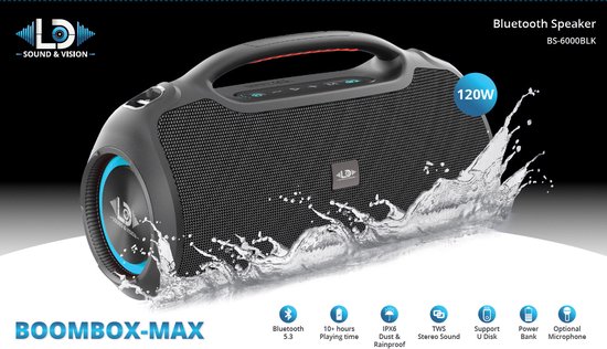 Bluetooth Boombox-Max LD Sound & Vision BS-6000BLK — afbeelding 5