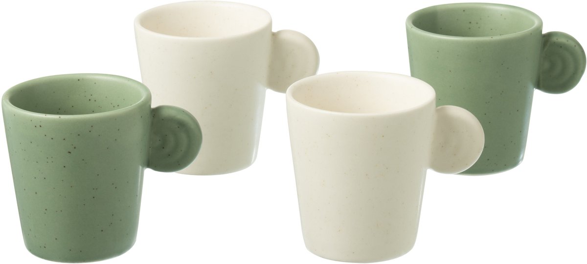 J-Line tas Met Oor + Bamboubasis - keramiek - wit/groen - doos van 4