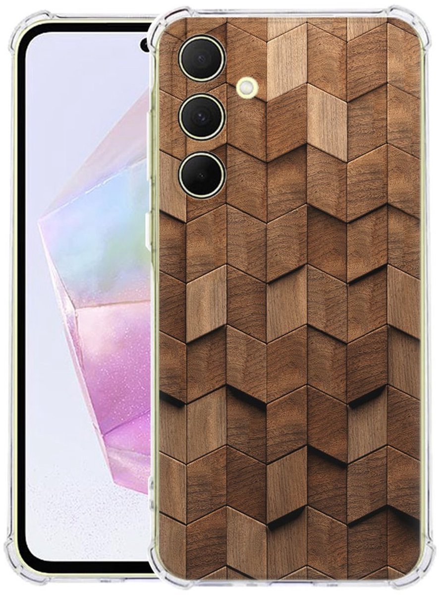 Samsung Galaxy A56 Hoesje - Wooden Cubes TPU Antishock