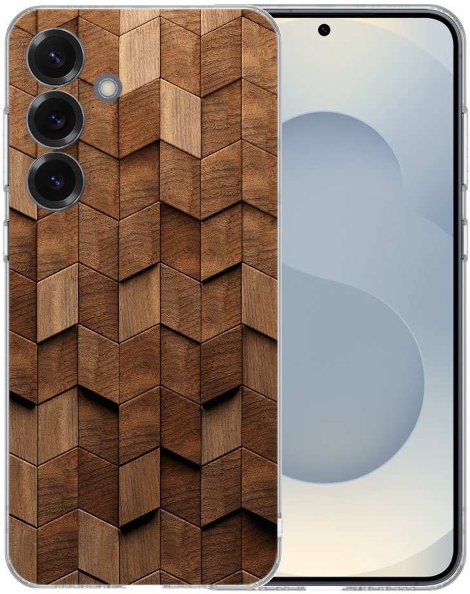 TPU Hoesje Samsung Galaxy S25 - Wooden Cubes Backcover