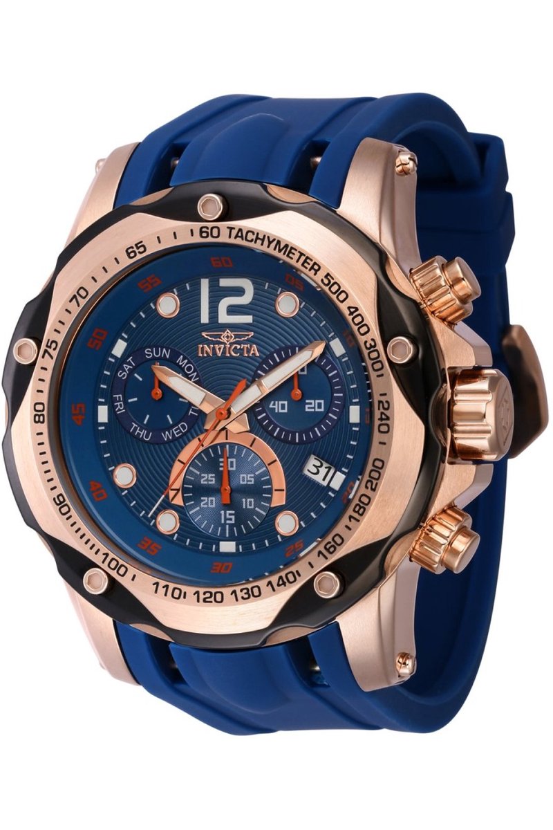 Invicta Speedway 40356 Heren Horloge - Waterdicht - Analoog - Quartz Uurwerk - Roestvrij Staal met blauwe Wijzerplaat - 51mm