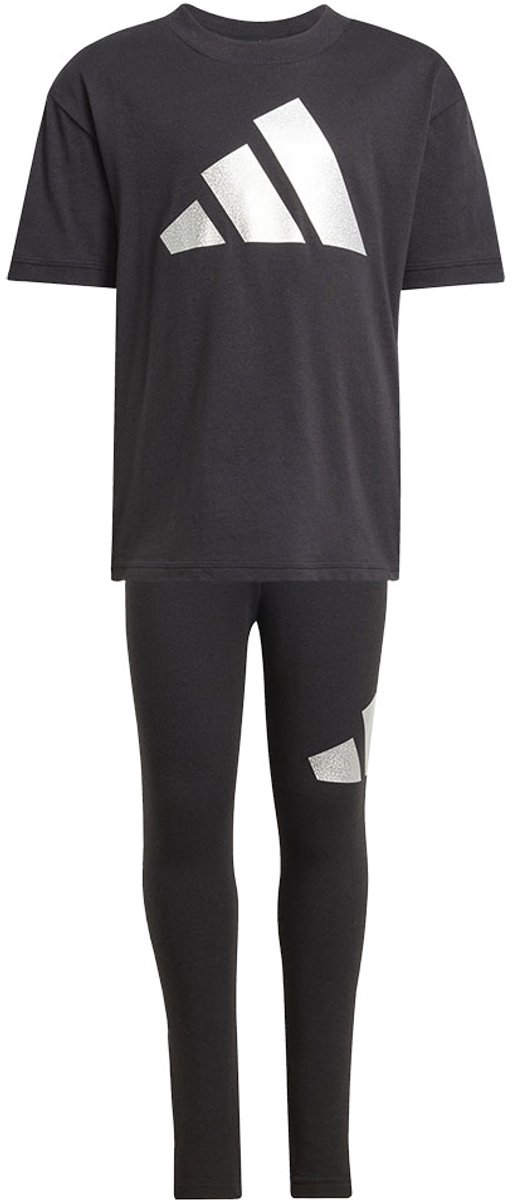 Adidas Seasonal Essentials Glam Cotton Trainingspak 4-5 Years Meisjes Zilver