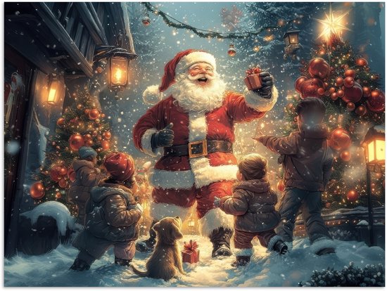 Poster 120x90 cm - Kerstvreugde - Sneeuw - Kleurrijk - Posters - Kamer decoratie - Wanddecoratie woonkamer - Muurdecoratie slaapkamer - Kerstversiering - Kerstdecoratie voor binnen - Kerstmis