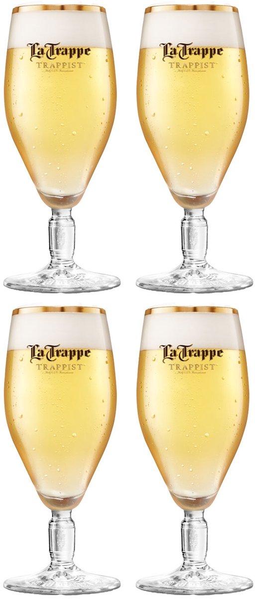 La Trappe Bierglazen 30cl - Transparant Voetglas - Set van 4 Stuks - Ideaal voor Trappistenbier