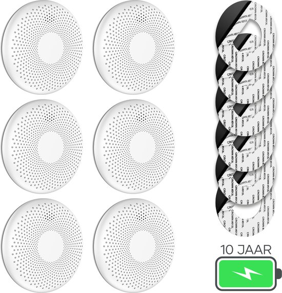 SAVS CS11 Combimelder 6-pack - Rook en koolmonoxide - 10 Jaar batterij - Geen LED lampje - Rookmelder en koolmonoxidemelder met extra dun design - Rook én CO melder - Montage zonder boren