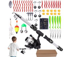 visspel voor kinderen - Beginnersvisbenodigdheden, Vishengelset Compleet, Beginnersvisset - voor jongens en meisjes, Kamperen, Wandelen, Reizen of Picknicks, Park Achtertuin Familie School Zoetwater Zoutwater - Cyslmuk®