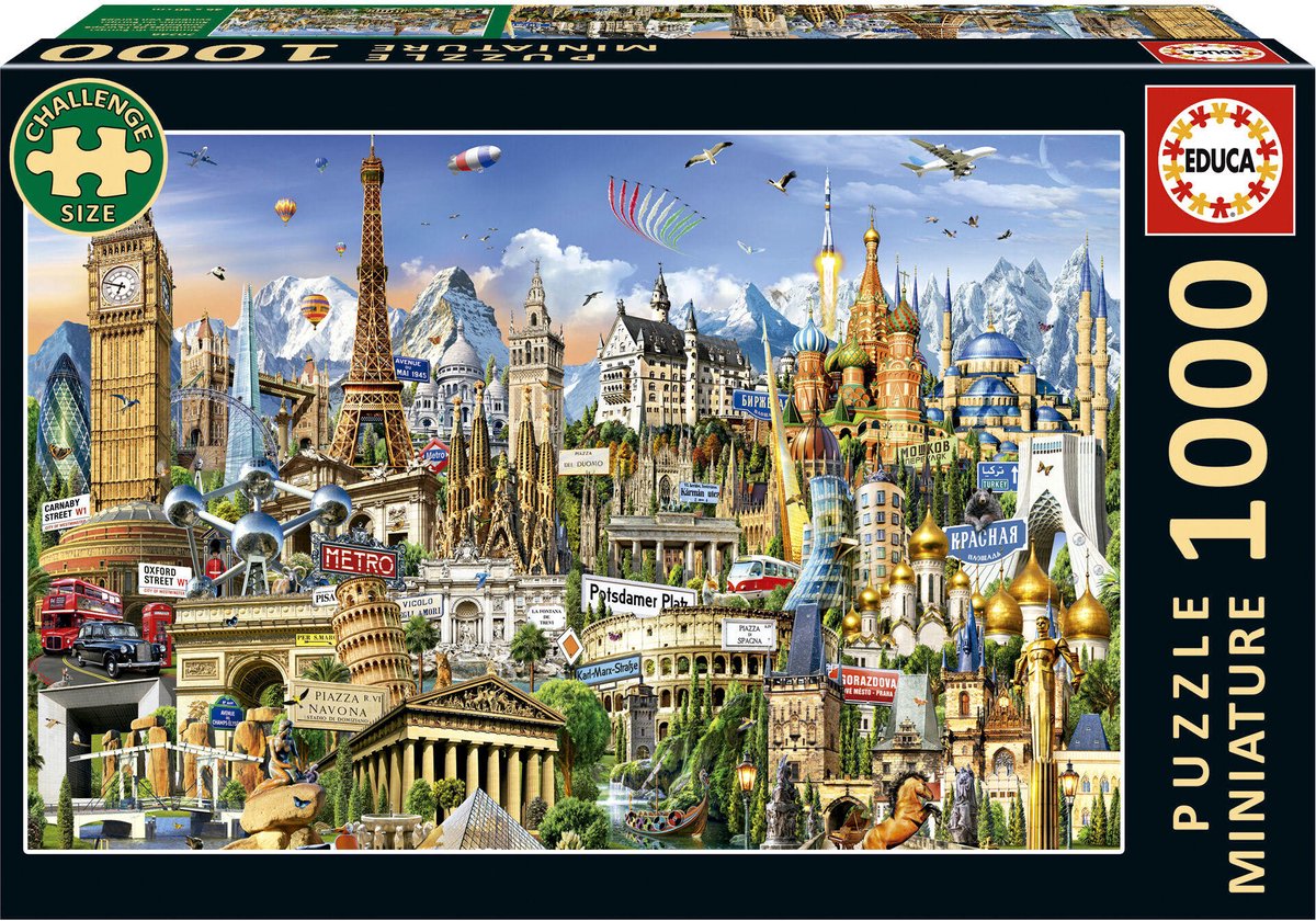 Educa - Puzzel - Europa symbolen - 1000 stukjes - miniatuur puzzel - Legpuzzel