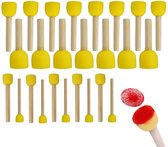 Gsedaox-Ronde Sponsstempels met Houten Handvat-5 maten, set van 25 stuks- Schilderen en Handwerk-Schildersponsen Kwastenset