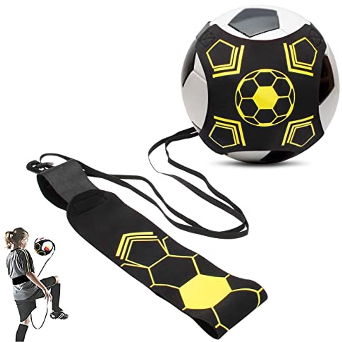 Voetbalkick-trainer voor Solo Training - Handfree Voetbal Accessoire met Verstelbare Tailleband