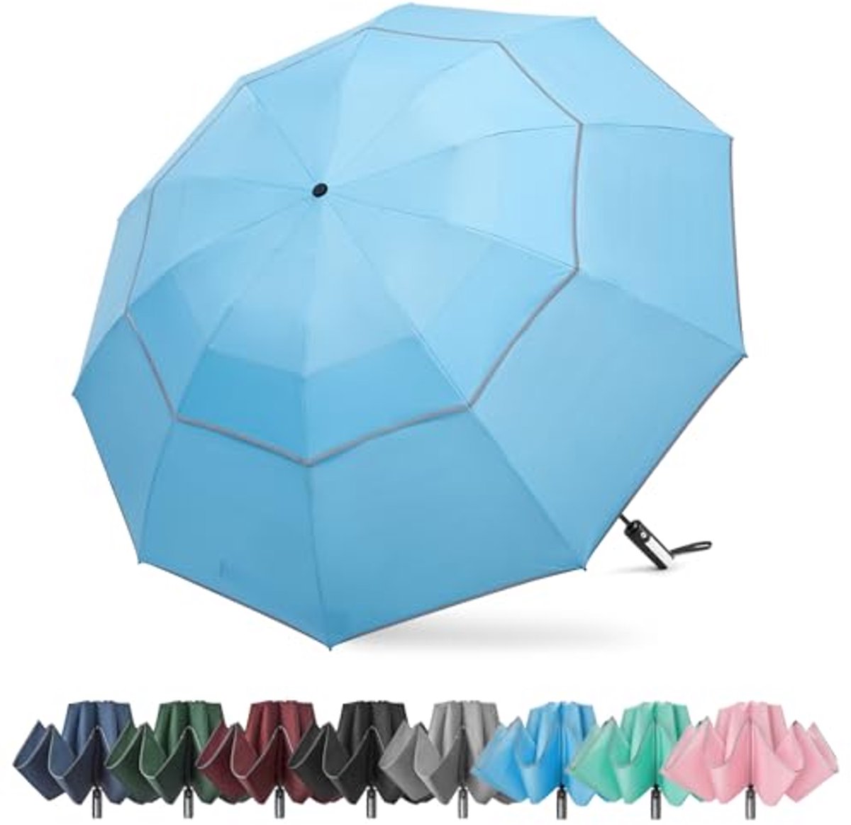 Opvouwbare Golfparaplu 150 cm - Automatisch, Winddicht met Reflecterende Streep