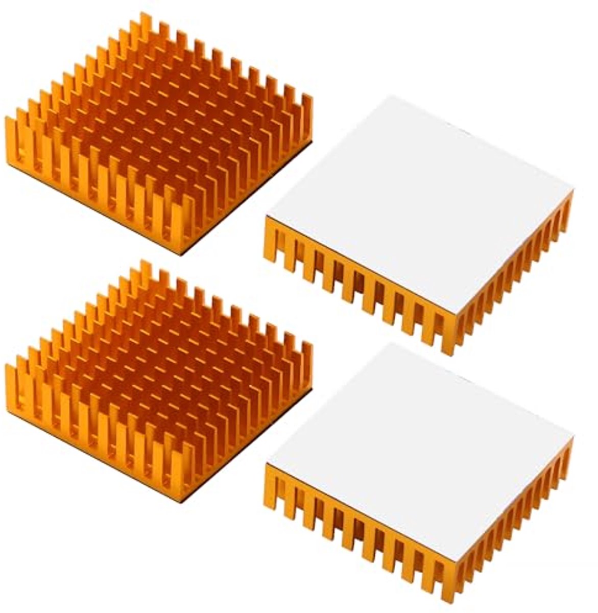 Aluminium Koellichaam Koelvin - Set van 4 - 40x40x11 mm - Thermisch Geleidende Plakband voor Elektronische Componenten