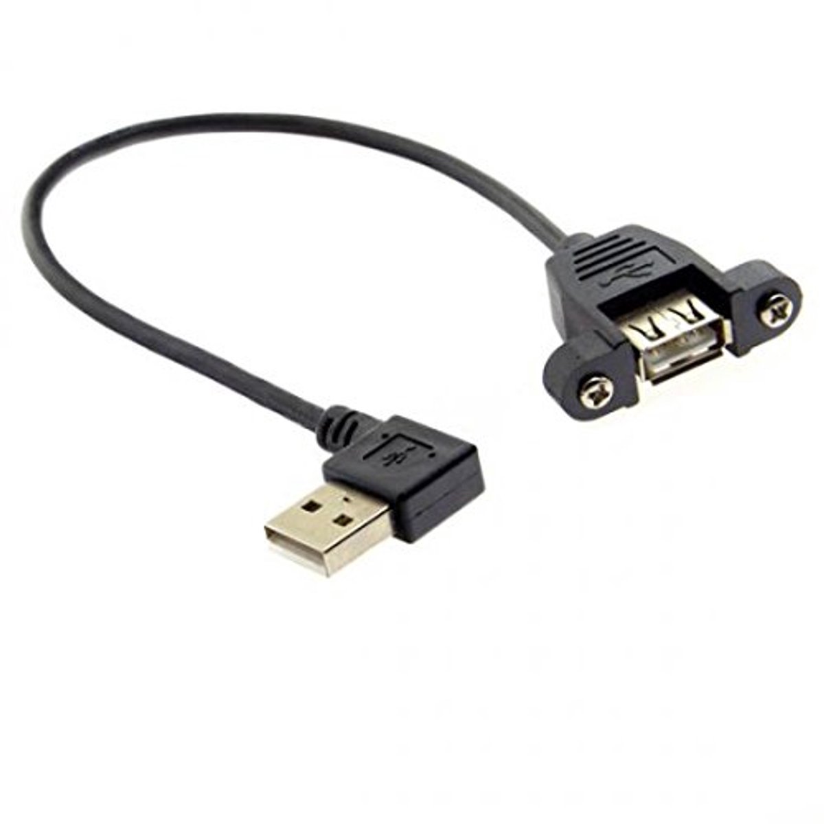 90° Hoek USB A (Mannelijk) naar USB A (Vrouwelijk) Paneelmontage Kabel Verlengkabel