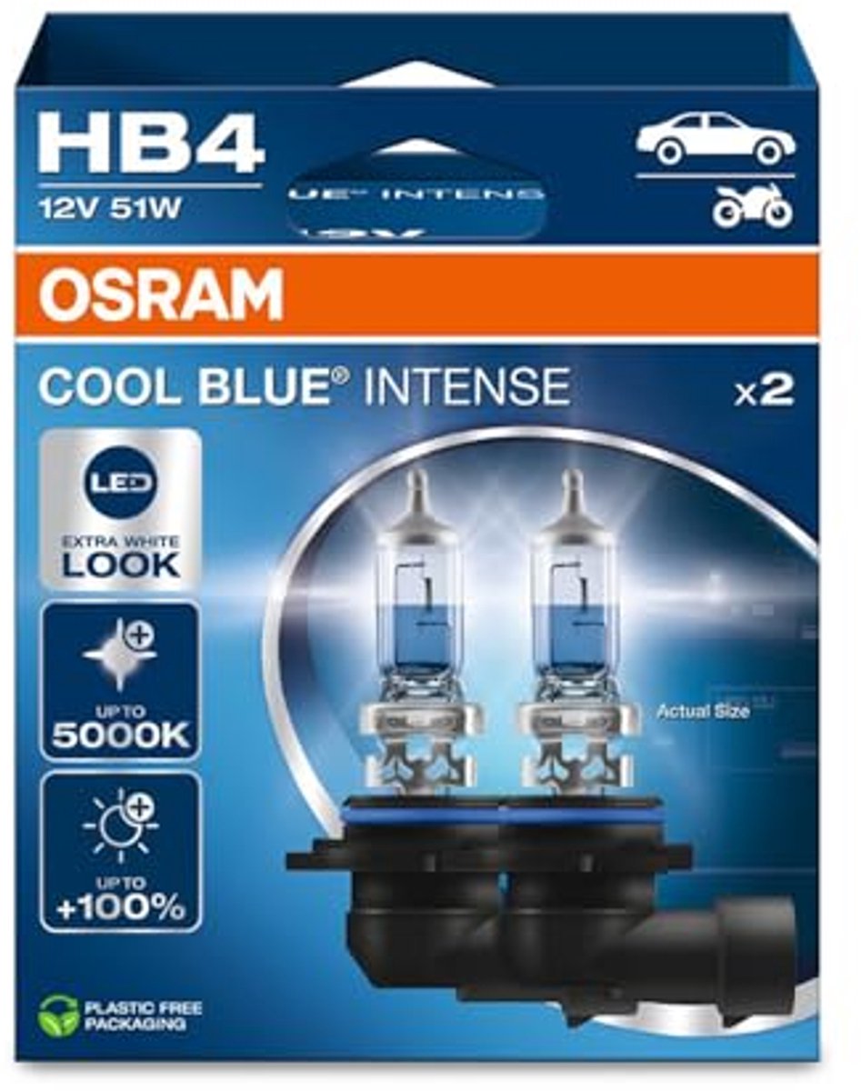 Heldere Halogeenkoplampen HB4 - 100% Meer Helderheid, 5000K - LED-Look