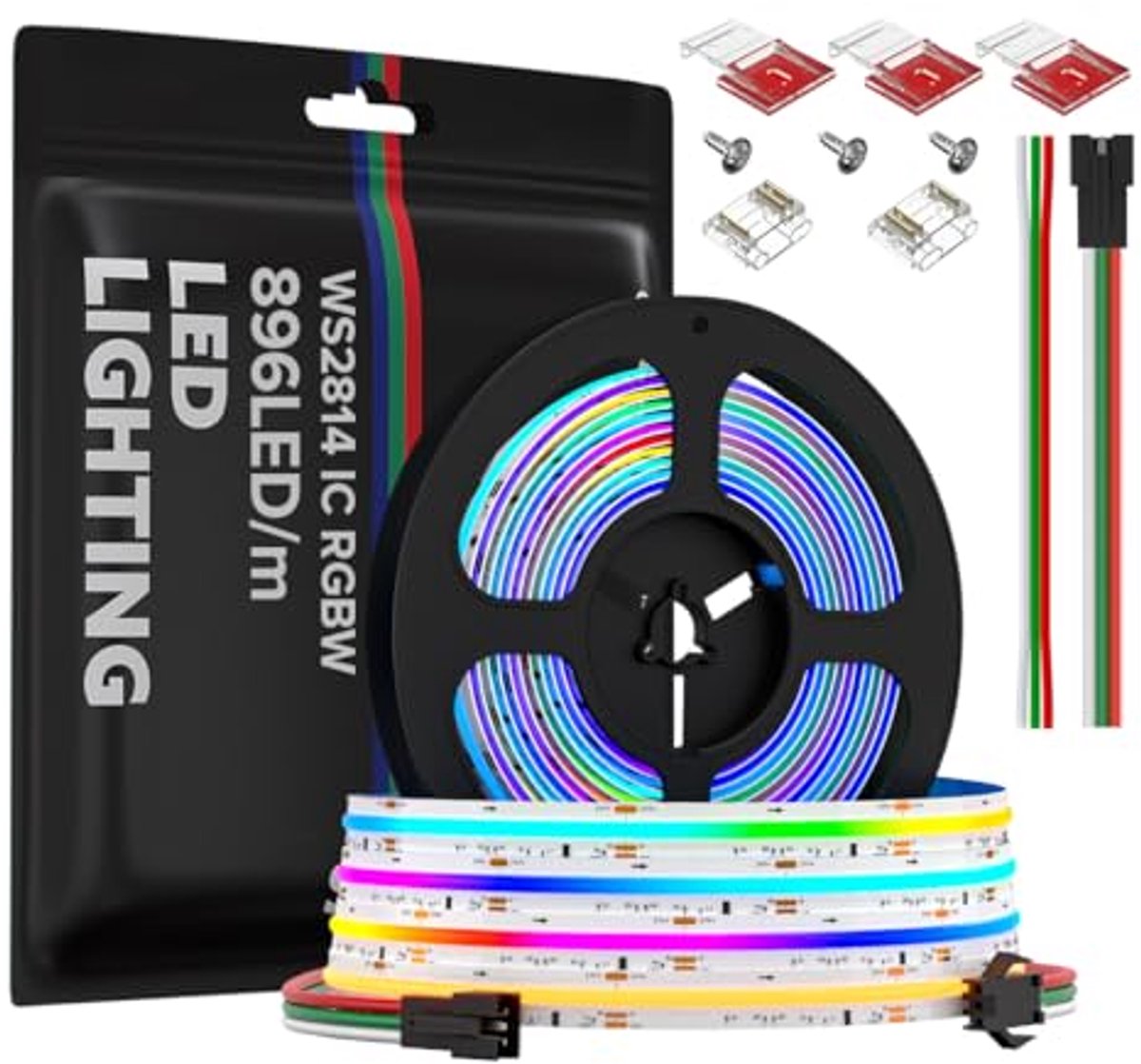 Hoge Dichtheid RGBW IC FCOB Ledstrip - 896 Leds/m, DC 24 V, Dimbaar, 12 mm, Voor Interieurdecoratie