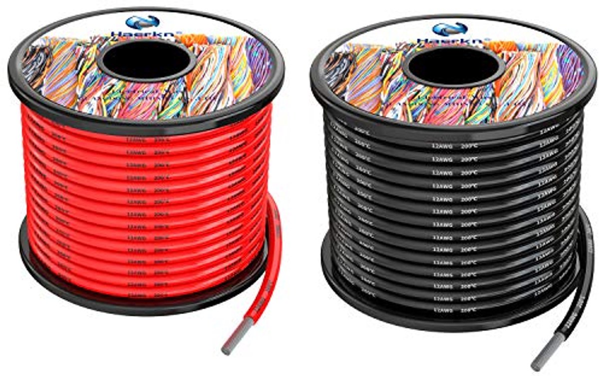 Siliconen Elektrische Draad 3,3 mm² 12 AWG - 20 Meter met Hoge Temperatuur Weerstand