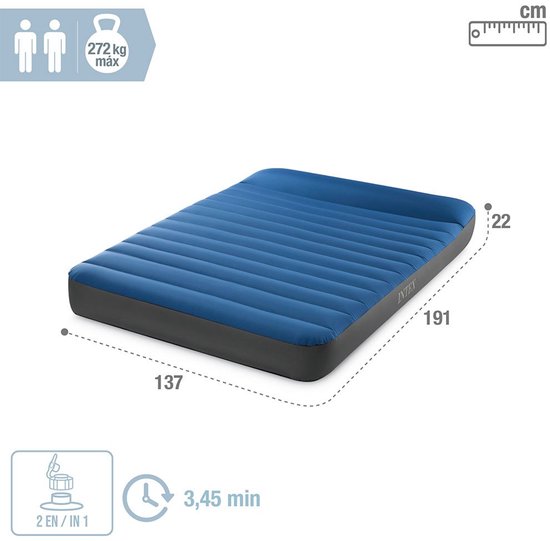 Intex TruAire Twin Dura-Beam Camping Mattress met Quickfill USB150 luchtpomp - 191 x 137 x 22 cm van Intex — afbeelding 5