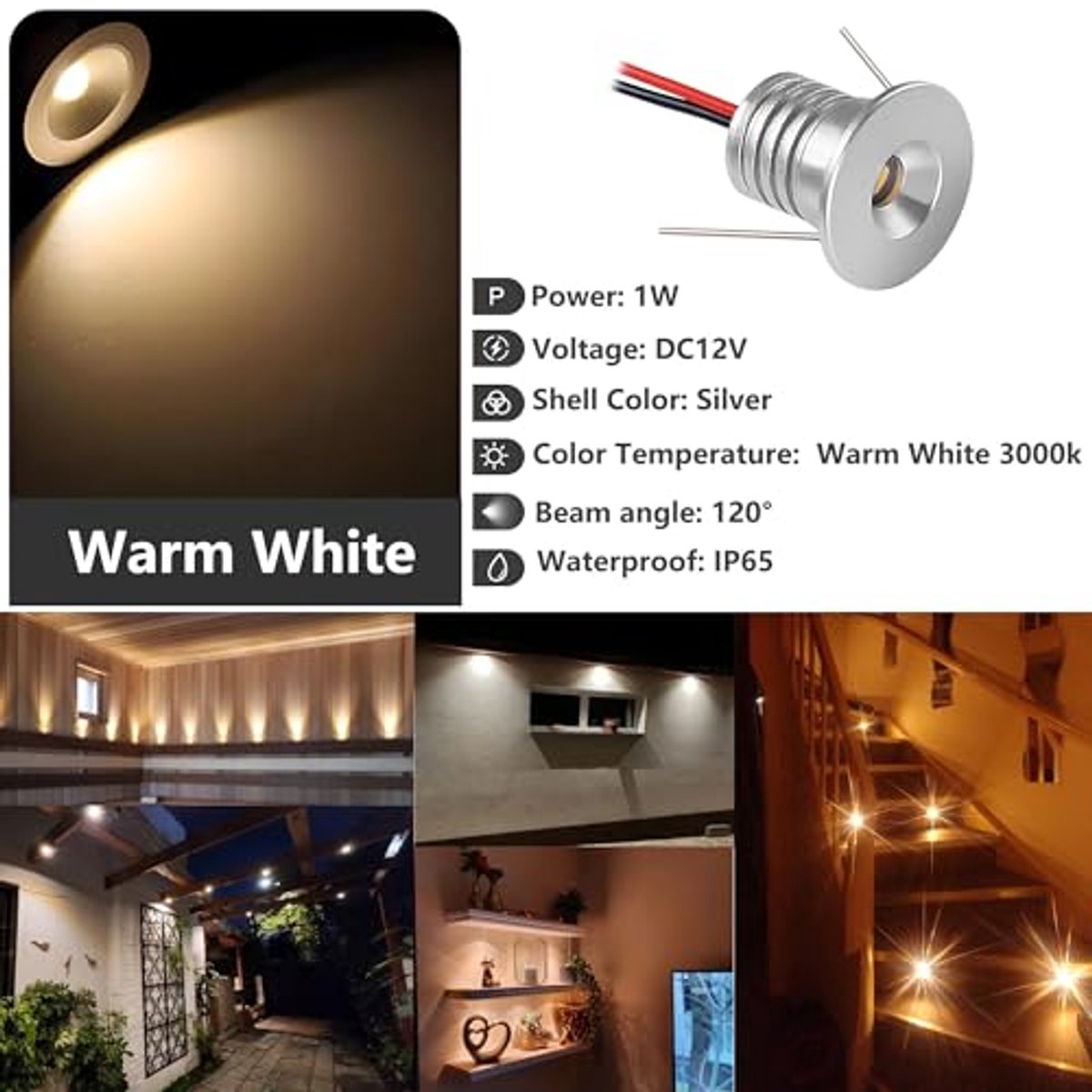Mini LED Inbouwspots 12V - Waterdichte Plafondspots voor Keuken, Trap en Kast (Warm Wit 30