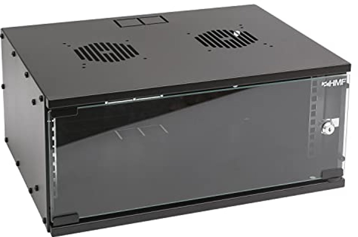 Image of 19 inch serverkast met glazen deur | 4 HE | 400 mm diepte | Zwart | Robuuste netwerkkast voor bedrijven