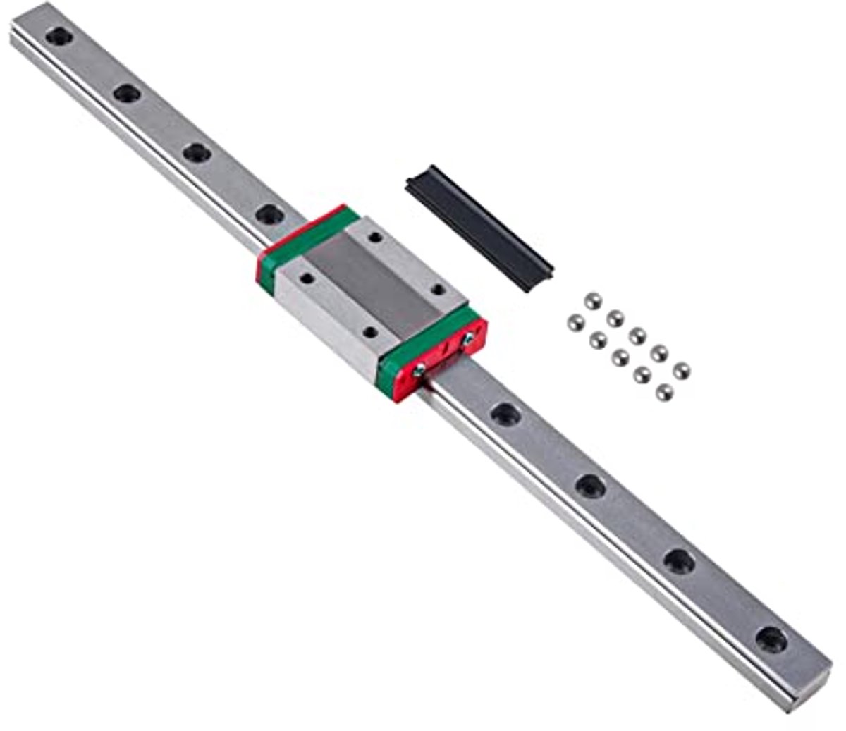 Mini-lineaire geleiderails 400 mm met precisiemeetinstrumenten en draagblok