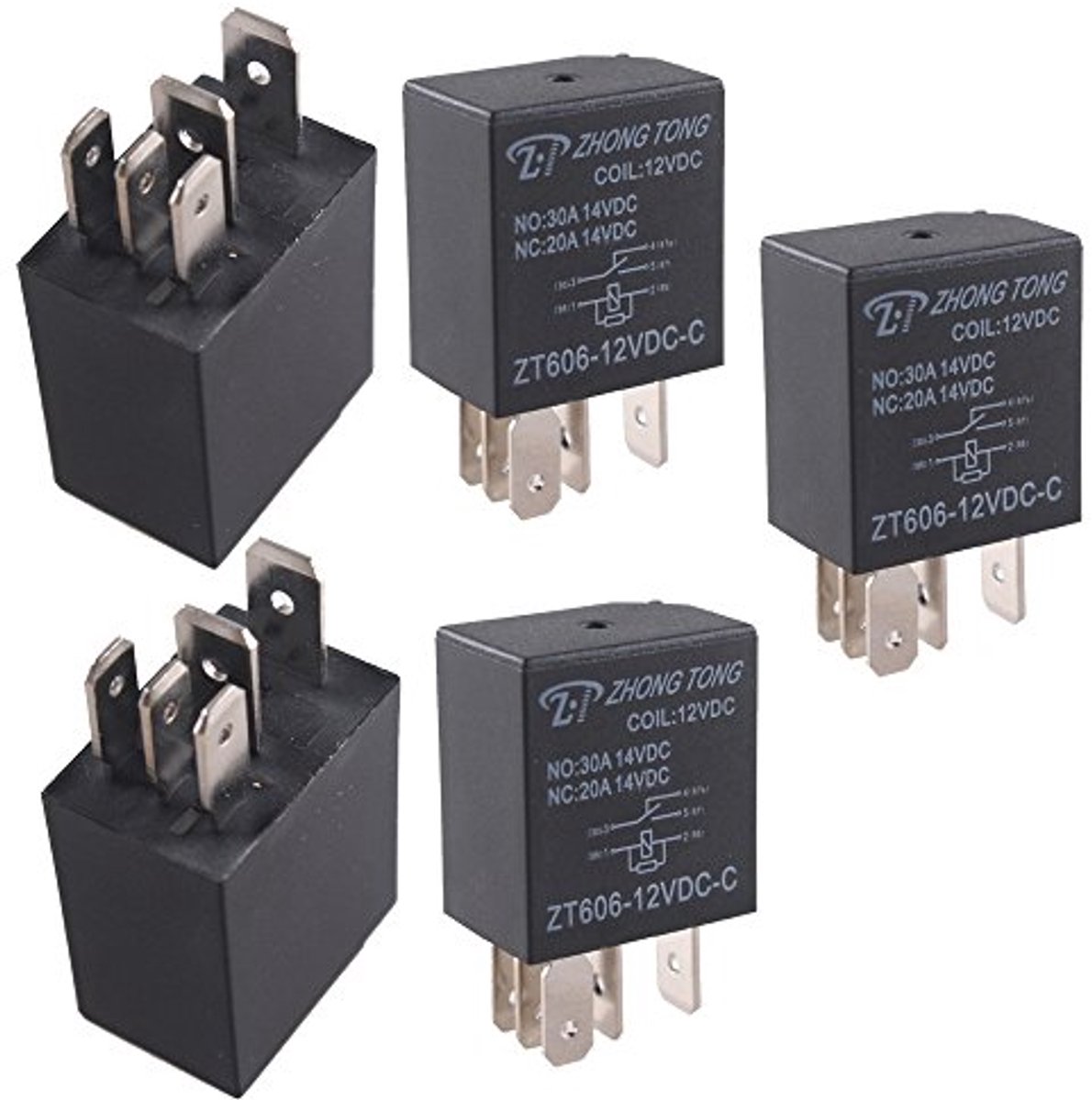 5 x 12V 30A 5-polig SPDT auto relais voor motorfiets en boot