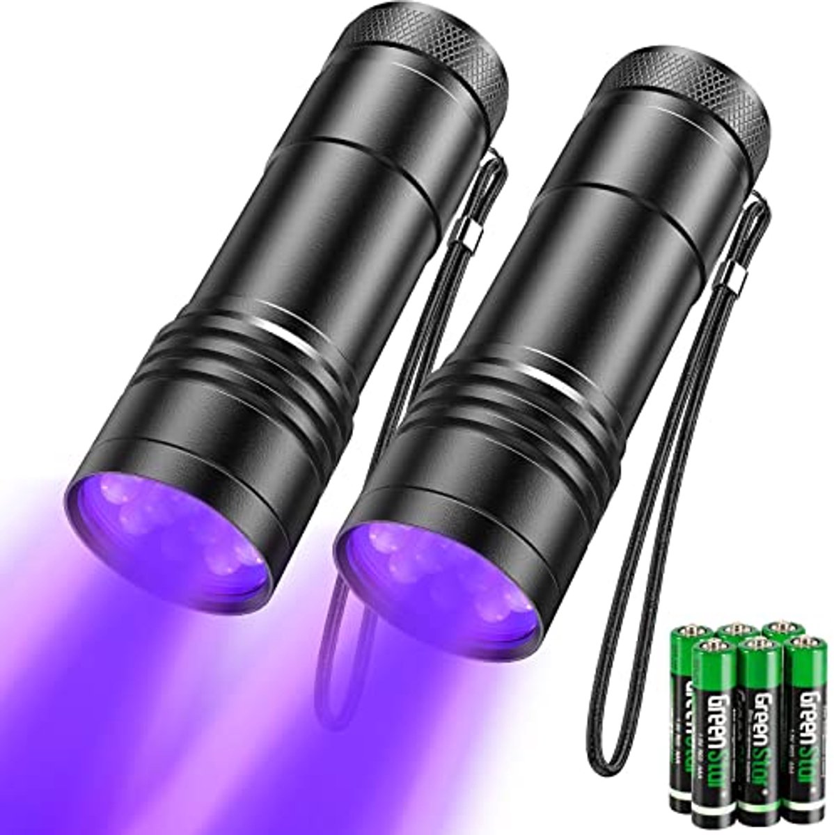 UV-zaklamp 395nm voor het detecteren van huisdier urine en vlekken op tapijten en gordijnen - 2-pack