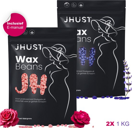 JHust® Wax Bonen 2KG Rose + Lavendel - Wax Beans - Wax Parels - Wax Korrels - Waxparels - Harskorrels - Hars korrels - Wax ontharen - Wax Pearls - Hars bonen - Hard Wax Beans - Wax - Wax Parels - Hars parels - Kerstcadeau voor vrouwen