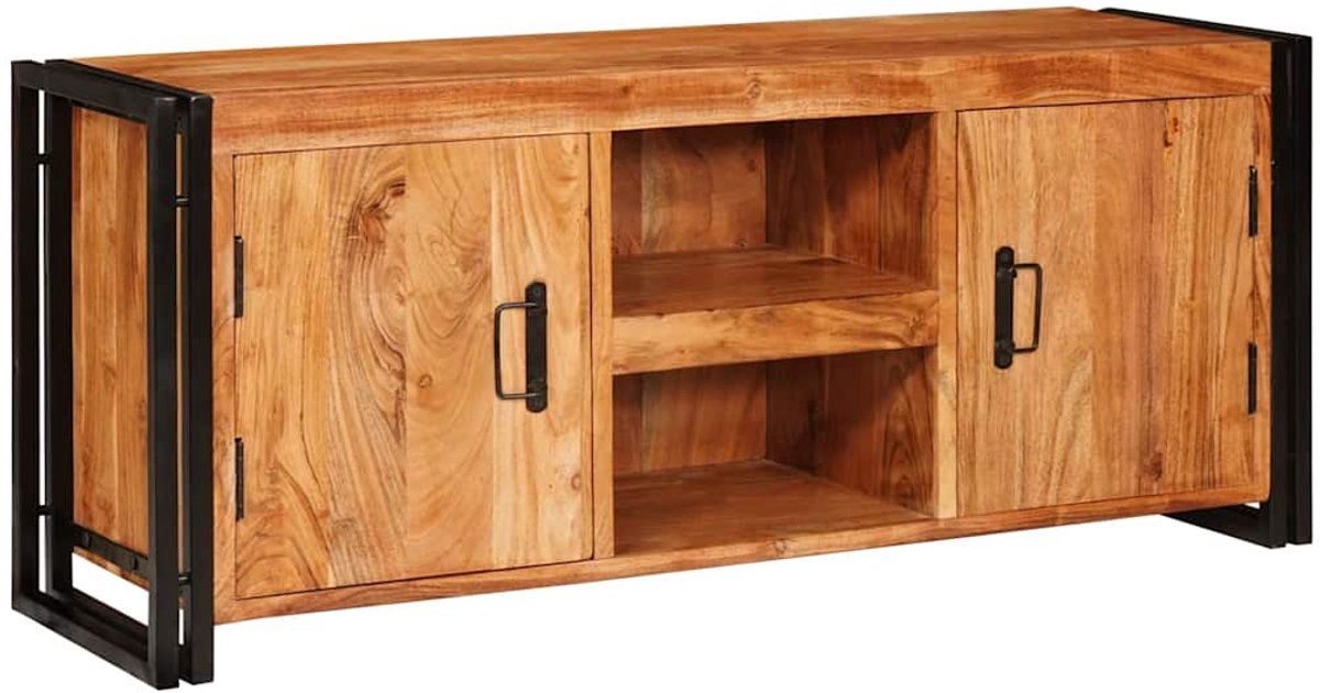 vidaXL - TV - Kast - met - plank - Bruin - 120 - x - 33 - x - 50 - cm - Massief - acaciahout