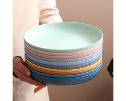 10 herbruikbare plastic borden voor op de camping, breukvast, magnetronbestendig, vaatwasserbestendig, geschikt voor picknicks, kamperen, tuinen en buiten