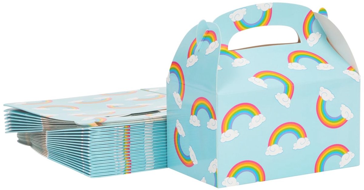 24-Pack Rainbow Voedseldozen met Handvat - 15,7 x 8,9 x 9,1 cm - Ideaal voor Kinderverjaardagen