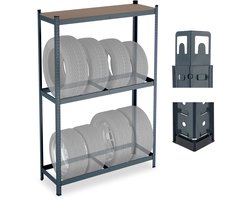 Bandenrek - voor 8 banden - 180 x 120 x 40 cm - tot 795 kg - steeksysteem - grijs