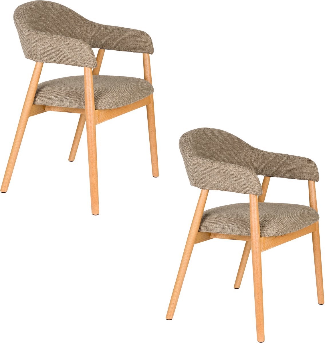 Housecraft Living Indy Eetkamerstoelen Armleuning Donkerbruin/ Beige - Set van 2