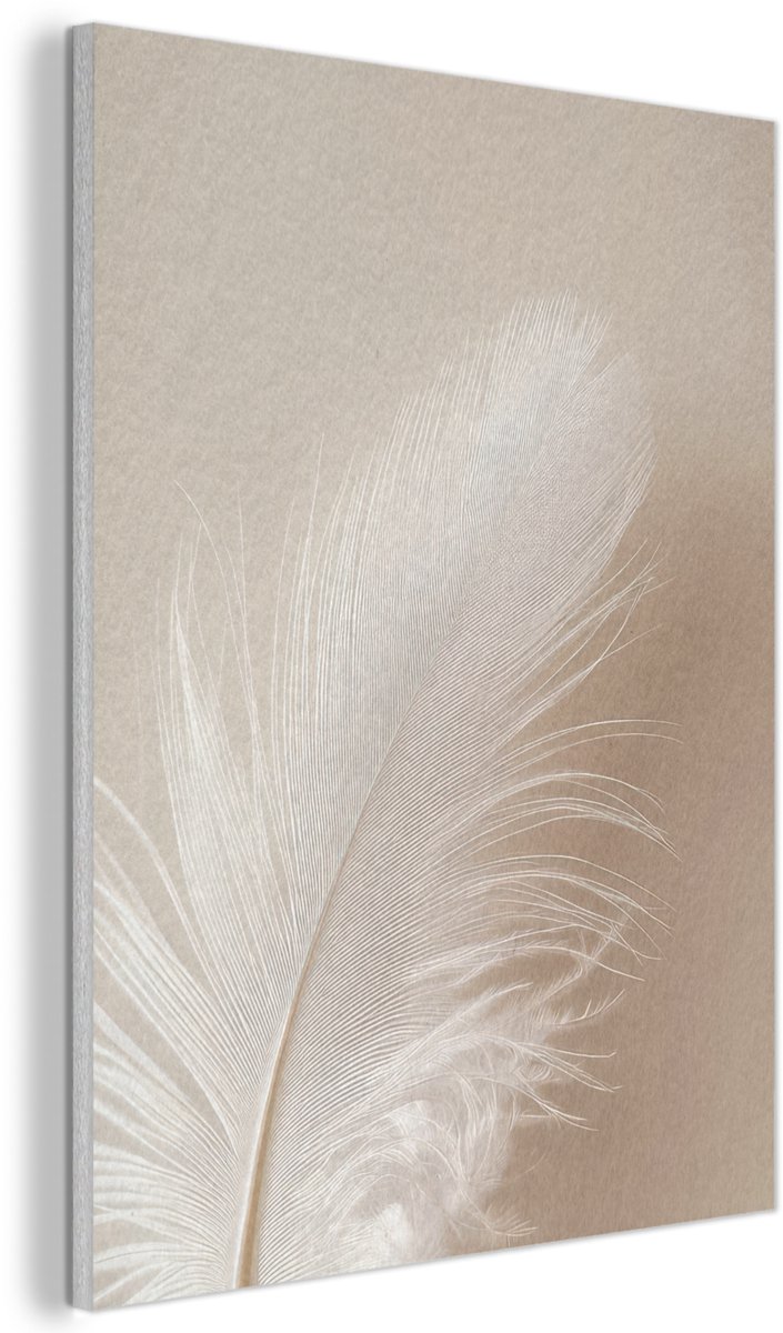 Akoestisch wandpaneel 50x70 cm - Vilt schilderij Veer - Minimalistisch - Roze - Akoestische panelen - Geluidsdempende wanddecoratie - Geluidsisolatie woonkamer - Muurdecoratie geluidspanelen