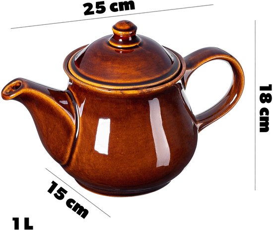 KADAX Theepot van keramiek, warmhoudende theeketel in landelijke stijl